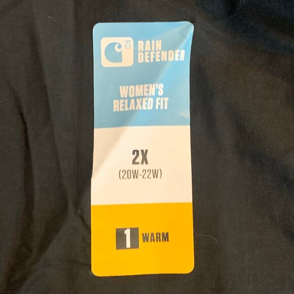 Carhartt Womens Coat Relaxed Fit 2X 20-22W Black Rain Defender Lightweight Hood - Picture 8 of 8